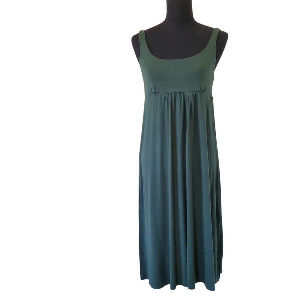 Michael Stars Green Empire Waist Midi Knit Tank Dress - Size One Size